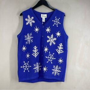 Vintage The Quacker Factory Winter Blue Vest New With out Tags .